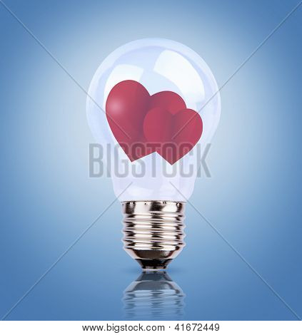 Dos corazón en bombilla