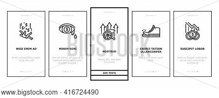 Poverty Destitution Onboarding Mobile App Page Screen Vector. Lost Job And House, Miscarriage And Il