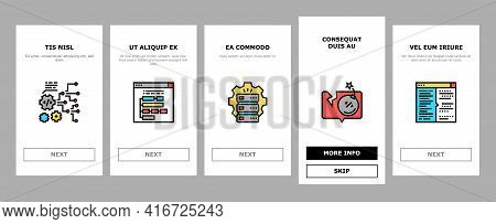 Dev Code Occupation Onboarding Mobile App Page Screen Vector. Dev Application And Software, Hacking 