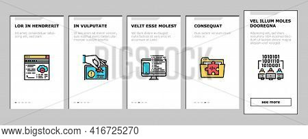 Dev Code Occupation Onboarding Mobile App Page Screen Vector. Dev Application And Software, Hacking 