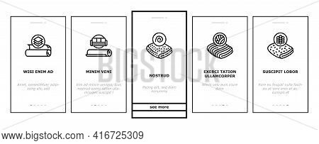 Drapery Shop Sale Onboarding Mobile App Page Screen Vector. Felt And Velvet, Acrylic And Atlas, Silk