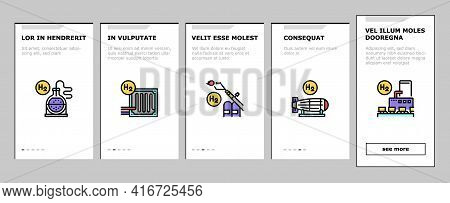 Hydrogen Industry Onboarding Mobile App Page Screen Vector. Hydrogen Eco Energy Industrial Plant And