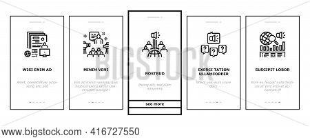 Pr Public Relations Onboarding Mobile App Page Screen Vector. Pr Strategy And Events, Interview And 