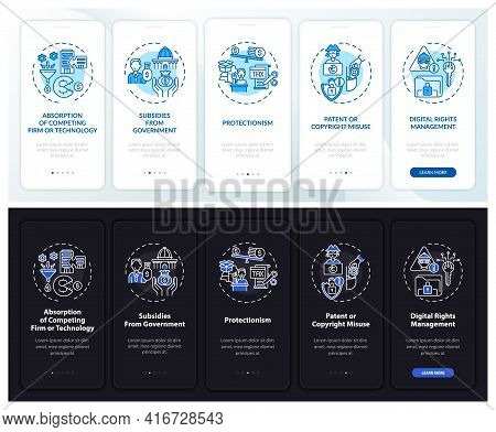 Uncompetitive Methods Onboarding Mobile App Page Screen With Concepts. Digital Rights Walkthrough 5 