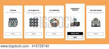 Aluminium Production Onboarding Mobile App Page Screen Vector. Processing Of Aluminium Production An