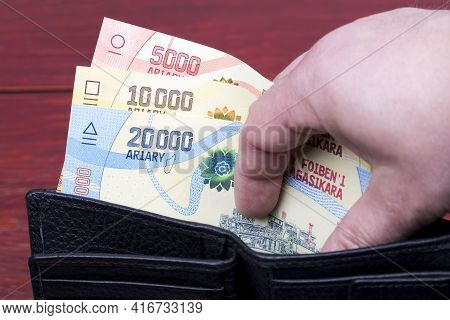 Madagascar Money - Ariary In A Black Wallet