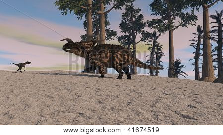 Einiosaurus en la selva