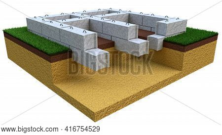 Precast Cement Panel Base. Isolated Digital Industrial 3d Illustration