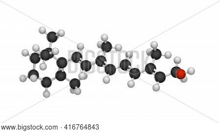 Vitamin A(retinol). Found In Food And Used As A Dietary Supplement. 3D Illustration. Chemical Struct