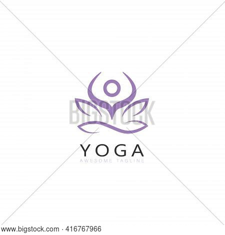 Yoga Logo Design Symbol Template Flat Style Vector Illustration