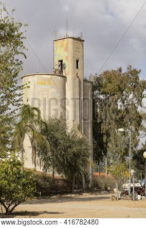 Tze'elim, Israel - March 12th, 2021: A Historic Silo In A Kibbutz In Southern Israel