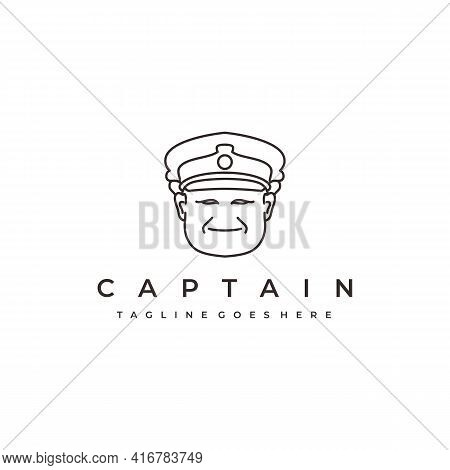 Sailor, Line Art Ship Captain Logo Design Vector
