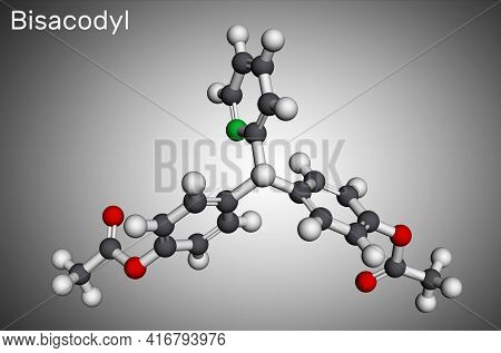 Bisacodyl, Bisacodil  Molecule. It Is Stimulant Laxative Drug For The Treatment Of Constipation, Neu