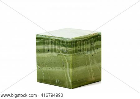 Macro Stone Serpentine Mineral On White Background Close Up