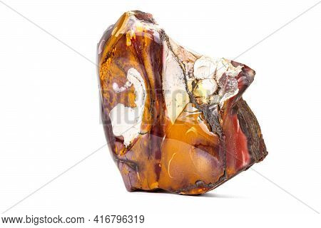 Macro Stone Mineral Mookaite Jasper On A White Background