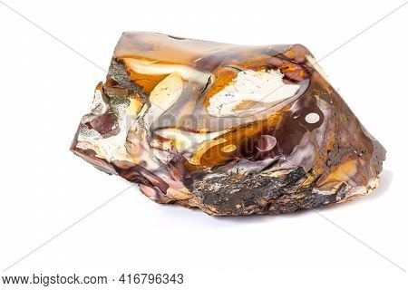Macro Stone Mineral Mookaite Jasper On A White Background