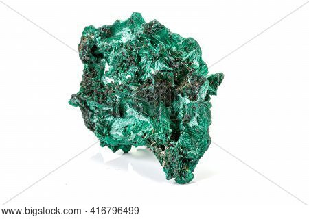 Macro Stone Malachite Mineral On White Background