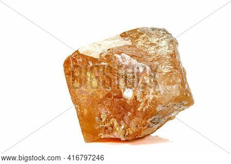 Macro Stone Scheelite Mineral On White Background
