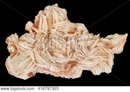 Macro Stone Vanadinite Baryte Mineral On A Black Background