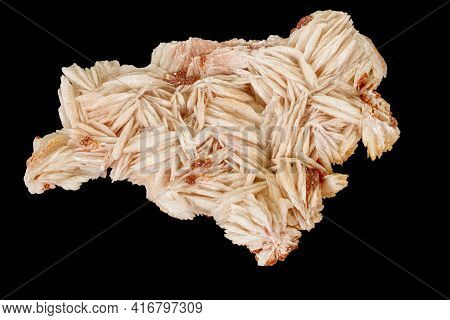 Macro Stone Vanadinite Baryte Mineral On A Black Background