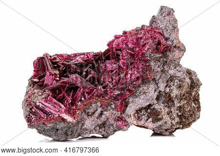 Macro Stone Mineral Wulfenite On A White Background