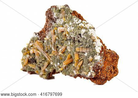 Macro Stone Mimetite Mineral On White Background