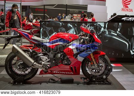 Bangkok, Thailand - April 4, 2021: Honda Cbr 1000rr Fireblade Exhibited In Bangkok International Mot