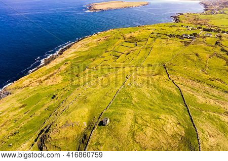 Aerial View Of Dunmore Head By Portnoo In County Donegal, Ireland.