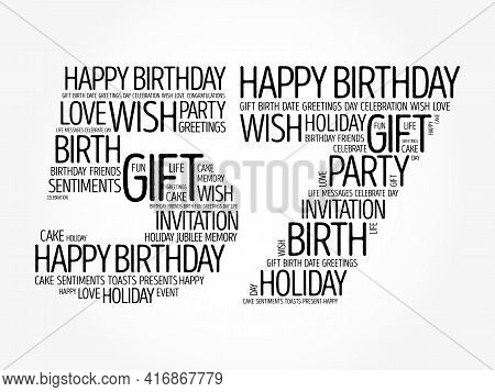 Happy 57th Birthday Word Cloud, Holiday Concept Background