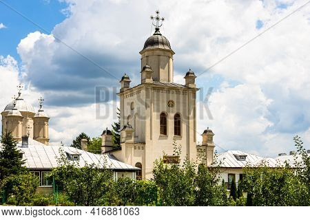 Architectural Details, Beautiful View Of An Orthodox Church Monastery Near Bucharest, Romania, 2021