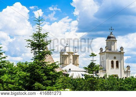 Architectural Details, Beautiful View Of An Orthodox Church Monastery Near Bucharest, Romania, 2021