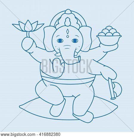Sketch Of Lord Ganesha Or Vinayaka Editable Outline Illustration