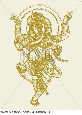 Sketch Of Lord Ganesha Or Vinayaka Editable Outline Illustration