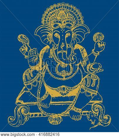 Sketch Of Lord Ganesha Or Vinayaka Editable Outline Illustration