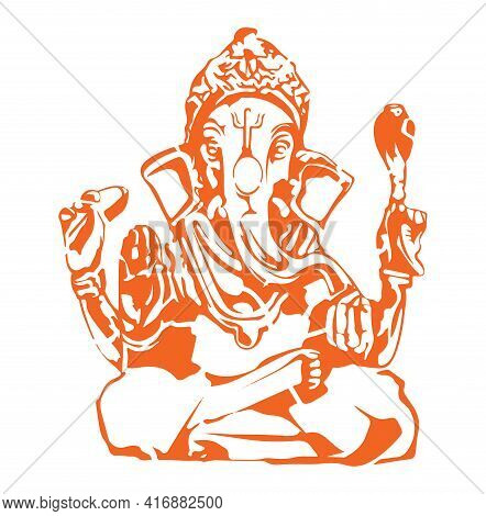 Sketch Of Lord Ganesha Or Vinayaka Editable Outline Illustration