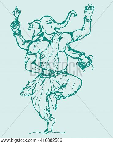 Sketch Of Lord Ganesha Or Vinayaka Editable Outline Illustration