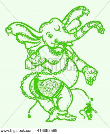 Sketch Of Lord Ganesha Or Vinayaka Editable Outline Illustration