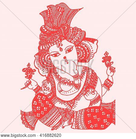 Sketch Of Lord Ganesha Or Vinayaka Editable Outline Illustration
