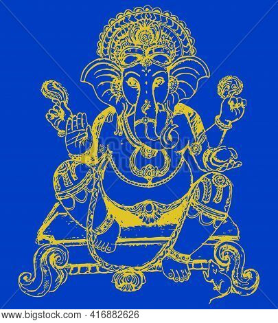 Sketch Of Lord Ganesha Or Vinayaka Editable Outline Illustration