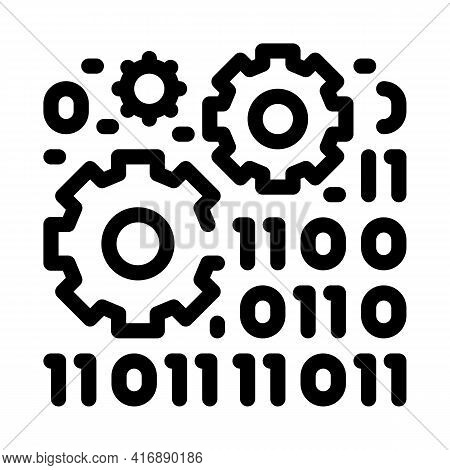 Programming And Coding Process Of Machine Learning Line Icon Vector. Programming And Coding Process 