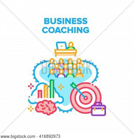 Business Coaching Trainer Vector Icon Concept. Business Coaching Trainer Training In Conference Room