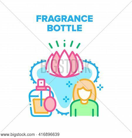 Fragrance Bottle Vector Icon Concept. Fragrance Bottle Sprayer For Luxury Smell With Flower Lotus Ar