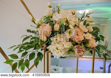 Wedding Arch With Multi-colored Flowers. Wedding Decorations