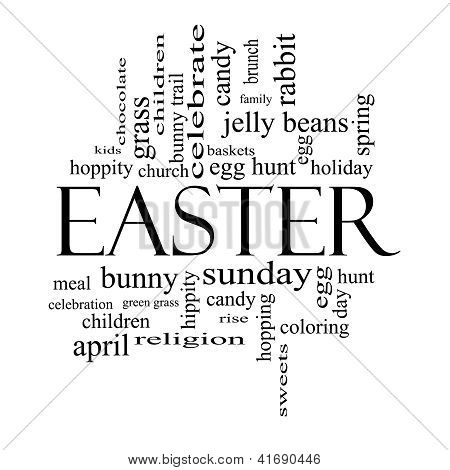 Pasqua Word Cloud concetto In bianco e nero