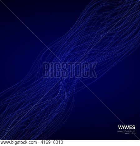 Blue Gradient Waves Abstract Background. Vector Illustration