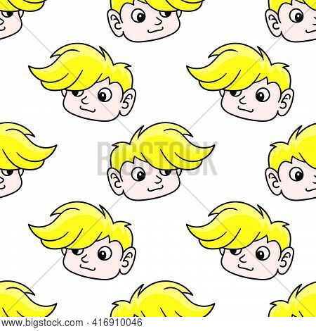 Blonde Hansome Boy Seamless Pattern Textile Print. Great For Summer Vintage Fabric, Scrapbooking, Wa