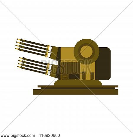 Military Gun Warship Turret Vector Guard Protection Force Battleship. Water Warship Turret Sea Destr