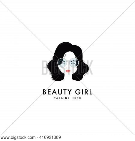 Beauty Girl Logo Symbol Design Template Flat Style Vector