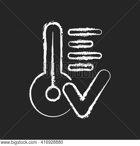 Comfortable Room Temperature Chalk White Icon On Black Background. Smart Heating And Conditioning Sy