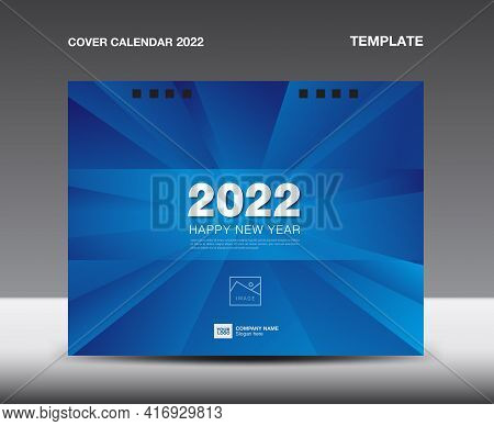 Cover Desk Calendar 2022 template, Cover Design, flyer, ads, booklet, catalog, newsletter, book cover, Blue polygonal background concept, Booklet, advertisement, printing, Business template, Vector